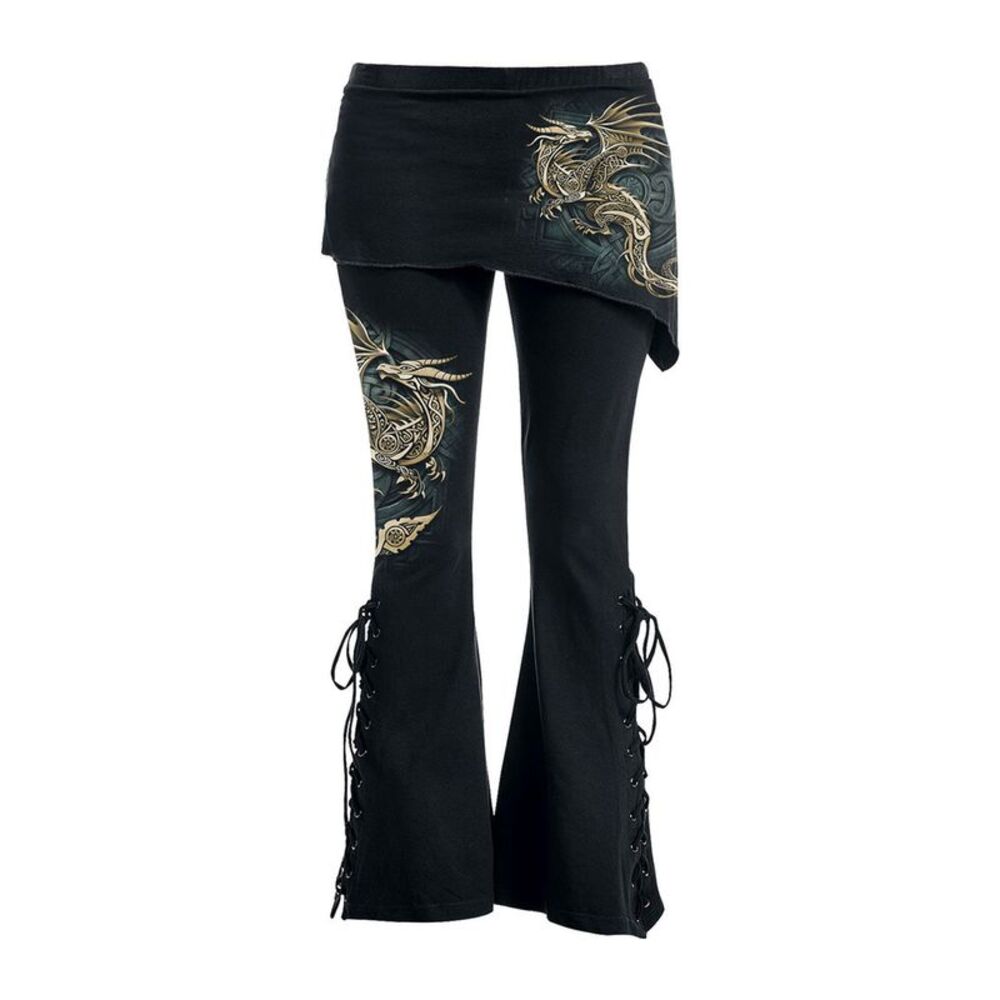 Spiral Direct Womens/Ladies Celtic Dragon Micro Skirt Bootcut Leggings / Black